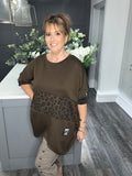 Chocolate leopard scuba zip sweat top