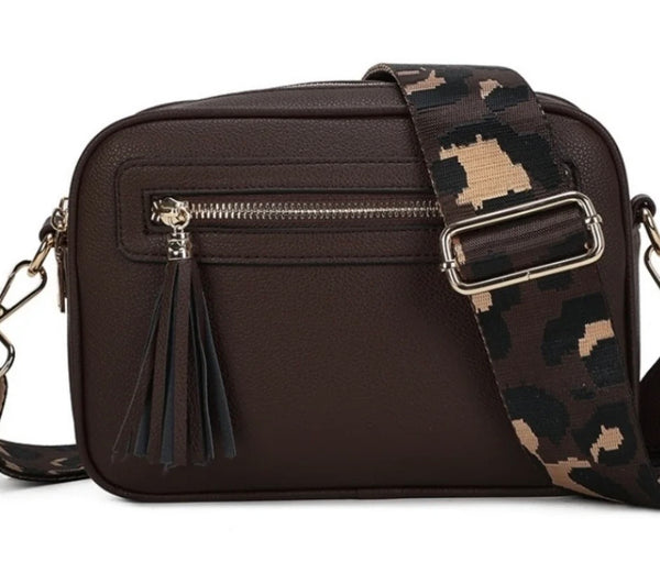 Two compartment crossbody bag-Chocolate
