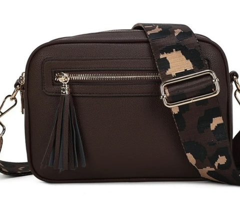Two compartment crossbody bag-Chocolate