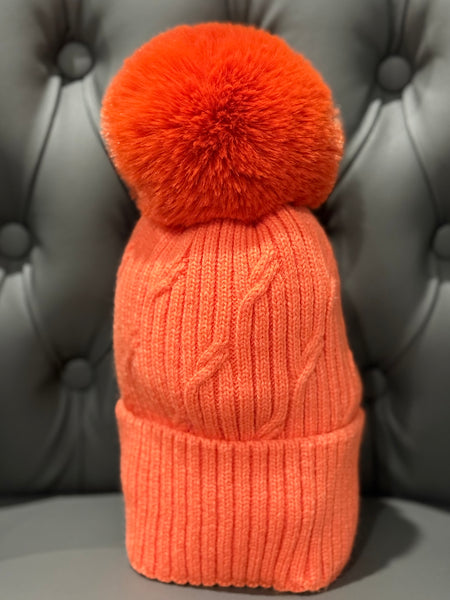 Fluffy pom hat-Orange