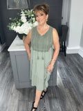 Lace midi dress-khaki