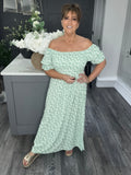 Ditsy flower maxi-Green