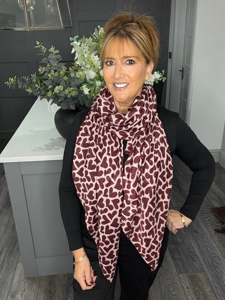 Berry sparkle heart scarf