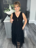 Italian lace peplum vest top-Black