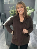 Italian cashmere blend hooded cardigan-Chocolate