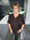 Chocolate V neck tie top