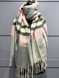 Cashmere blend chunky scarf-Pink/grey