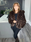 Luxe animal hooded chocolate faux fur