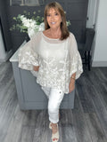 Fern paisley embroidered top -Beige