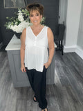 Italian lace peplum vest top-White