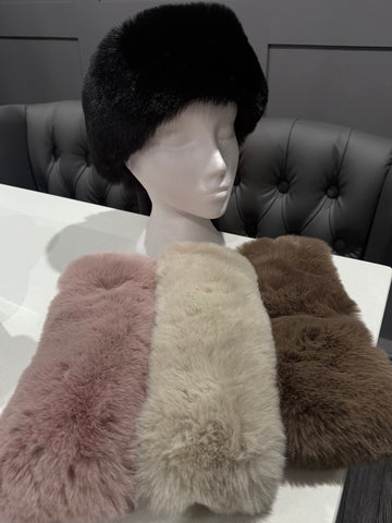 Luxury faux fur headband-Black