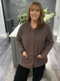 Italian. Cashmere blend hooded cardigan-Mocha