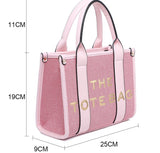 Large canvas Tote crossbody/shoulder bag-Pink