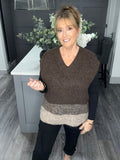 Italian stripe knitted slouch tank top-Chocolate/Mocha