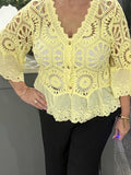 Rachel crochet top -Lemon