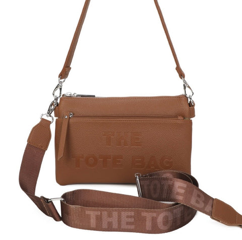 Tan multi compartment crossbody Tote bag