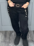 Black suede feel trouser with belt