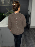 Dara alpaca mix peplum button back top-Mocha