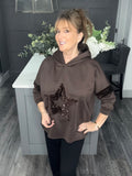 Chocolate sequin star scuba hoody