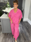 Italian textured luxury Co-ord set-Fuchsia