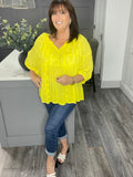 Fern broderie anglaise balloon sleeve top-Yellow