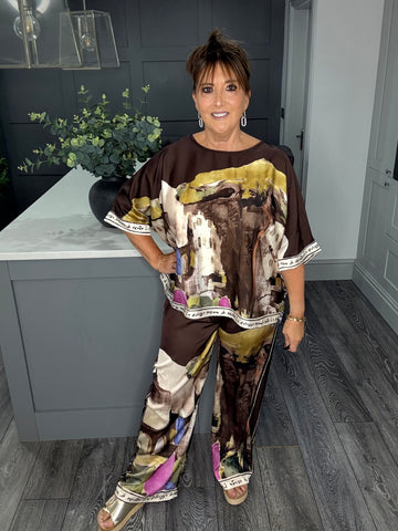 Monet silky Co-ord-Chocolate