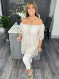 Sofia sequin and lace top -Mocha