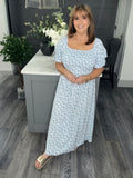 Ditsy flower maxi-Blue