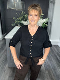 Black V neck tie top