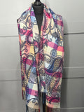 Winter paisley print reversible scarf-Navy