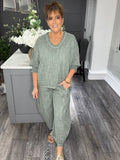 Italian textured luxury Co-ord set-khaki