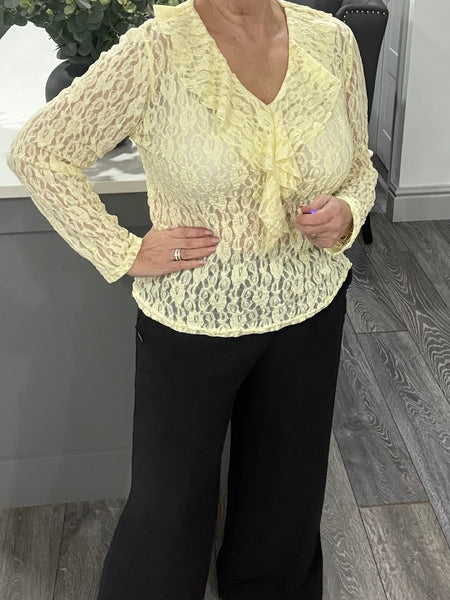 Bianca stretch lace top-Lemon