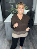 Italian stripe knitted slouch tank top-Chocolate/Mocha