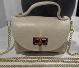Italian leather smart crossbody bag-Beige