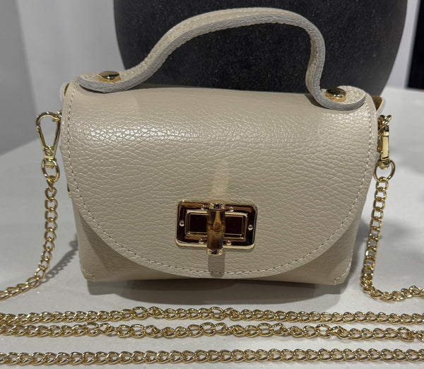 Italian leather smart crossbody bag-Beige