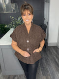 Fifi soft boucle  gold button waistcoat-Chocolate