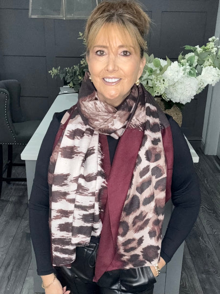 Aubergine mixed animal print scarf