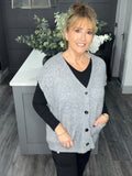 Relaxed fit slouchy knitted waistcoat-Grey