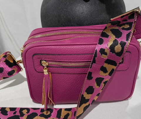 Two compartment crossbody bag-Fuchsia