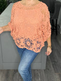 Harper crochet top with matching vest-Apricot