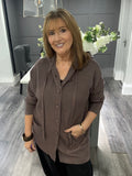 Italian. Cashmere blend hooded cardigan-Mocha