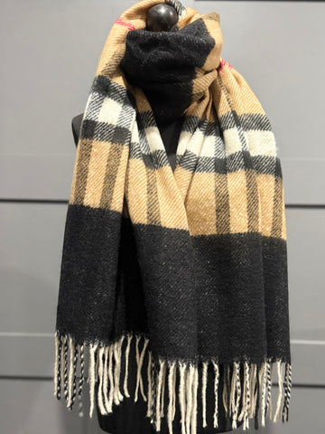 Cashmere blend chunky scarf-Camel mix