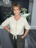 Cream V neck tie top