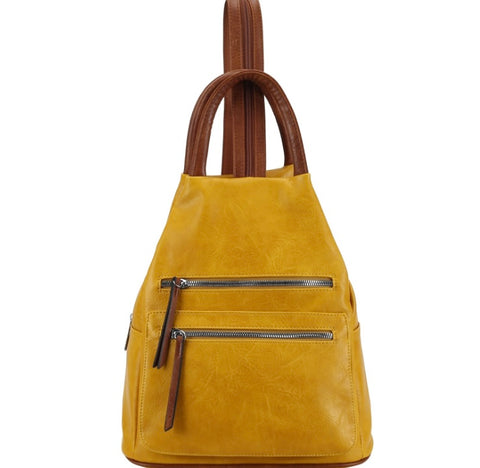 Front pocket triangular backpack-Mustard