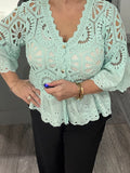 Rachel crochet top-Mint
