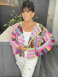 Rainbow crochet cardigan