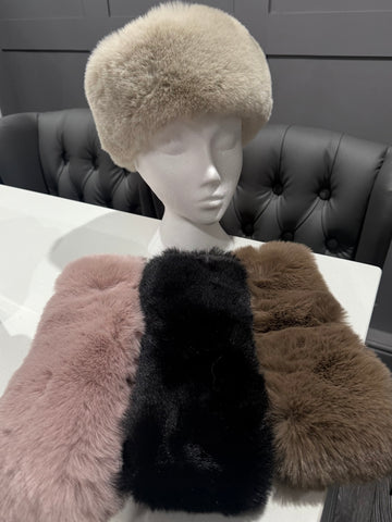 Luxury faux fur headband-Beige
