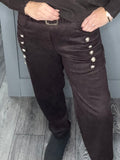 Chocolate suede feel trouser with belt