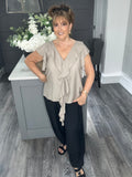 Cascade ruffle trim blouse-Mocha