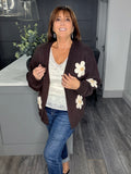 Daisy chunky knit open cardigan-Chocolate